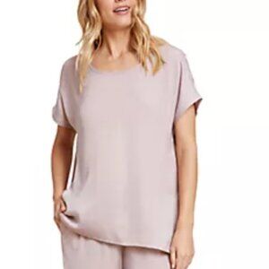 Barefoot Dreams Washed Satin Tee & Cropped Pant Set Sz Small
